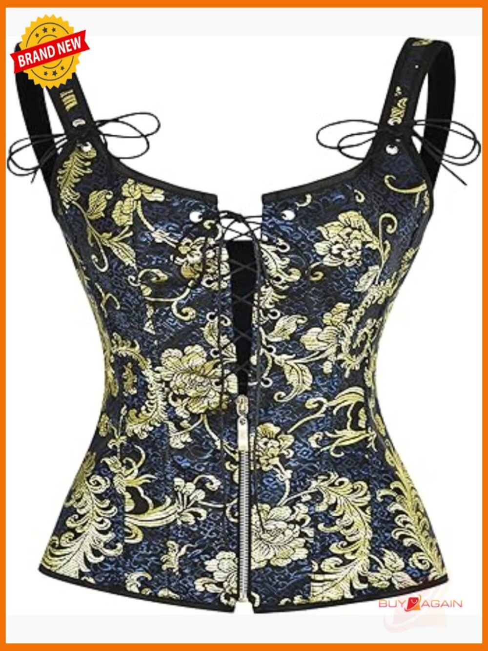 Renaissance Lace Up Boned Bustier Corset with Garter Straps